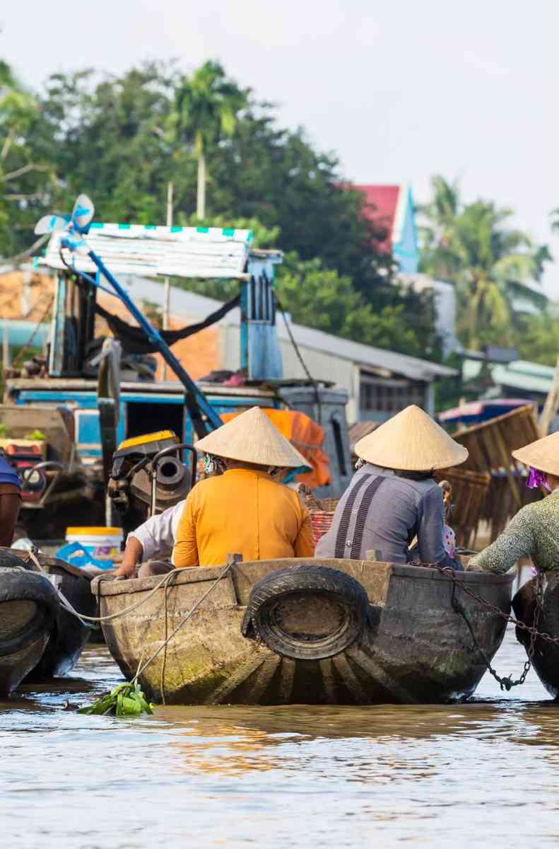 Traders at a floating market.